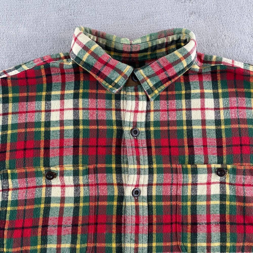 Orvis Perfect Flannel Shirt Men Large Multi Plaid Brushed Cotton Long Sleeve